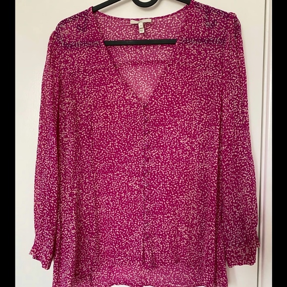 Joie 100% Silk Pink Daisy Blouse Chiffon Size Small - Picture 1 of 7